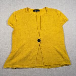 Vintage Women's Yellow Sweater big button y2k cottagecore boxy cozy 90's Large